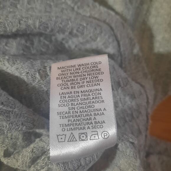 Chaser Womens Gray Drop Shoulder Waffle Thermal Shirtail Hem Hoodie Size Small - Picture 7 of 8